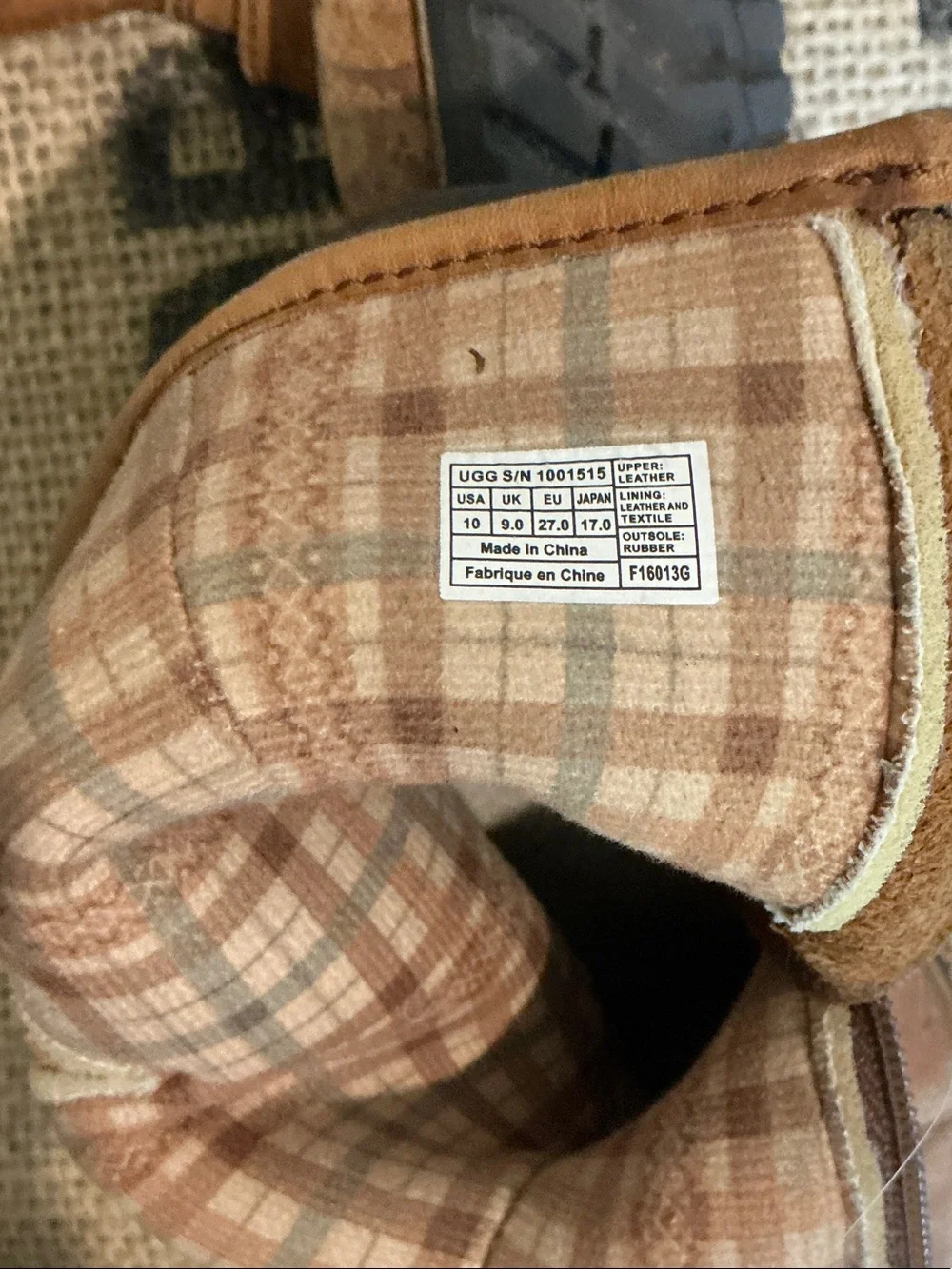 UGG Kids Chestnut Brown Leather Zip Ankle Boots Size 10